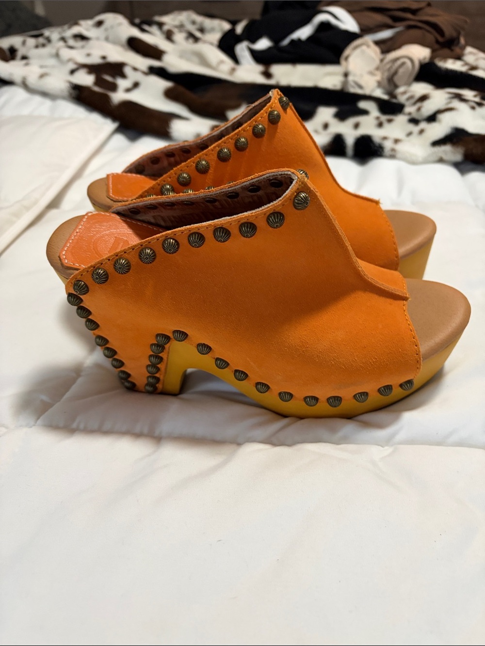 dingo Orange Suede Studded Platform Mule - Picture 2 of 5
